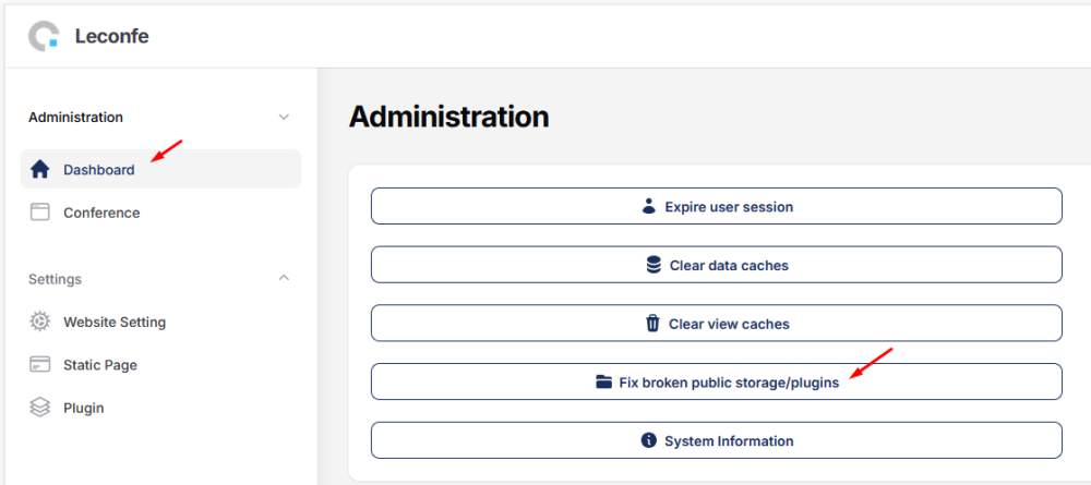Admin menu example